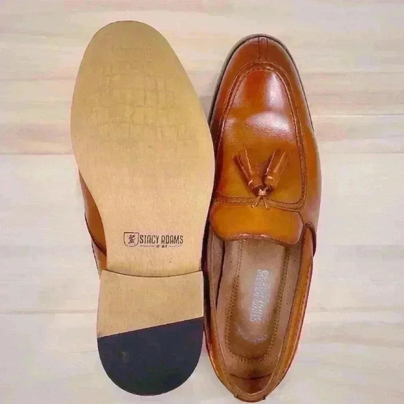 Stacy Adams Donovan Leather Tassel Loafer Memory Foam Cognac SZ 10 - Picture 5 of 16